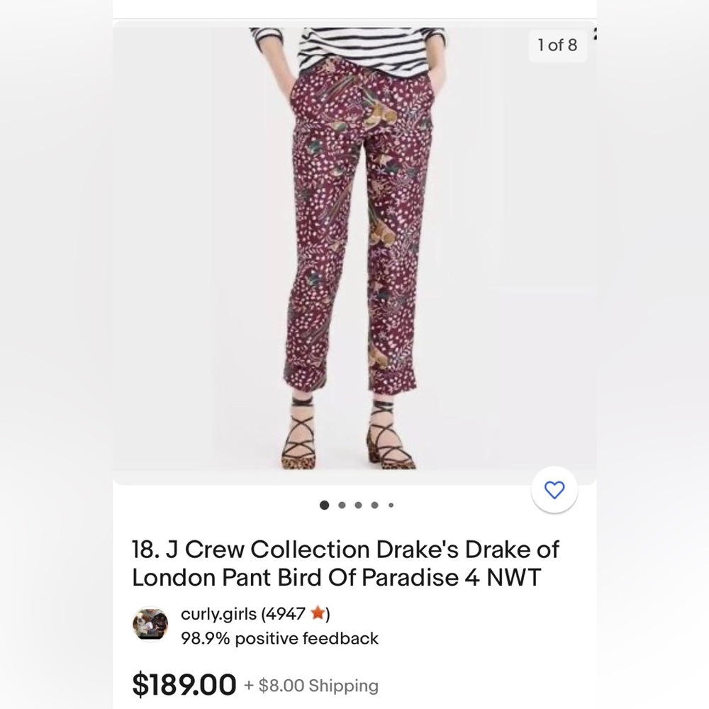 J.Crew Collection x Drake's Slim Pajama Pant in Birds of Paradise Silk